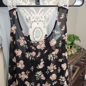 Forever 21 Cream Lace Mesh Top